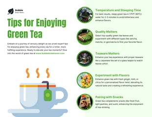 premium  Template: Dicas para desfrutar do infográfico do chá verde