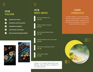 Dark Green Minimalist Restaurant Tri-fold Brochure - Página 2