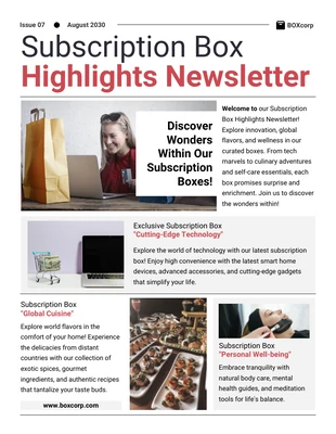 business  Template: Subscription Box Highlights Newsletter