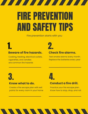 Free  Template: Yellow and Black Fire Prevention Template