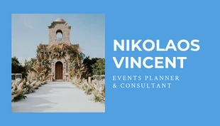Free  Template: Tarjeta De Visita Consultor de bodas con fotografía simple en azul claro y blanco