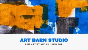 Free  Template: Carte De Visite Studio de peintre photo simple gris clair et bleu