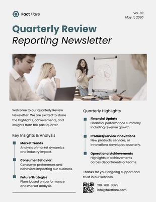 business  Template: Quarterly Review Reporting Newsletter