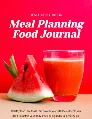 Free  Template: Couverture de livre de journal alimentaire de planificateur de repas de diététicien rouge