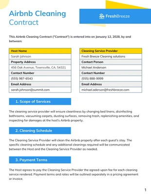 Free  Template: Airbnb Cleaning Contract Template