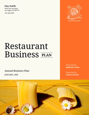 Free  Template: Plano de negócios do restaurante italiano Orange and Yellow
