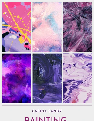 Free  Template: Lebendiger violetter Buchumschlag für moderne Kunst