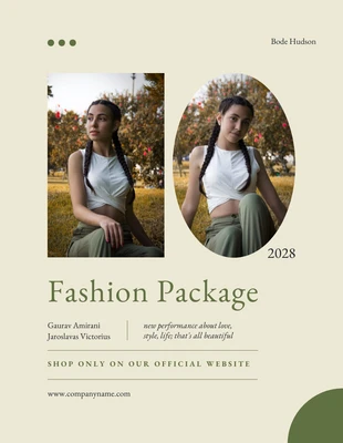 Free  Template: Poster con collage di foto con pacchetto di moda estetica semplice, giallo chiaro e verde