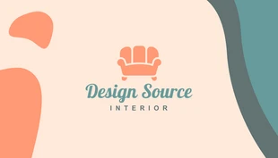 Free  Template: Tarjeta de visita de diseño de interiores lúdico color crema