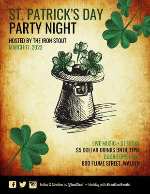 business  Template: Illustrativer Event-Party-Flyer zum St. Patrick's Day