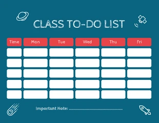 Free  Template: Plantilla de horario de lista de tareas pendientes de clase minimalista azul