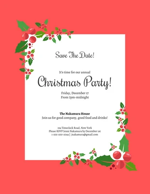 business  Template: Save the Date Christmas Party Invitation