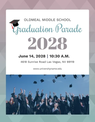White and Green Blue Graduation Parade Poster