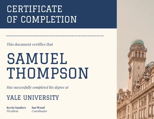 Free  Template: Simple Navy Certificate of Completion