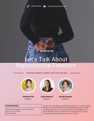 Free  Template: Pink Gradient Pro Choice Talk Show Poster