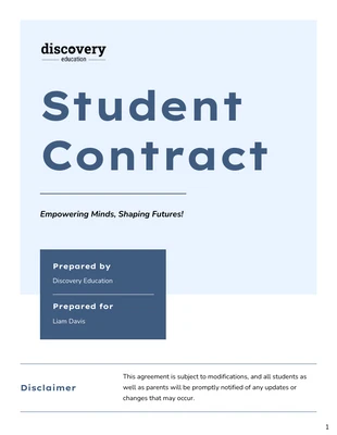 Free  Template: Plantilla de contrato para estudiantes