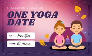 Free  Template: Bon d'achat Yoga Class Couples