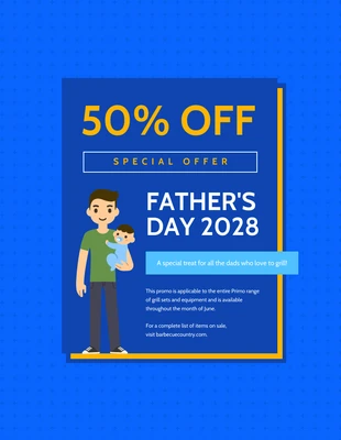 Free  Template: Blue Father's Day Grill Promo Flyer
