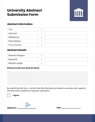 Free  Template: Formulário de Resumo da Universidade Minimalista Azul e Branco