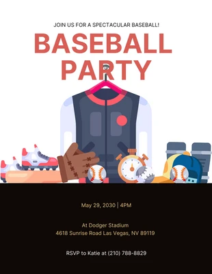 Free  Template: Bunte Illustration-Baseball-Party-Einladung