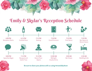 premium  Template: Flower Wedding Reception Timeline