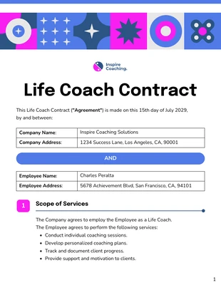 Free  Template: Modello di contratto per life coach