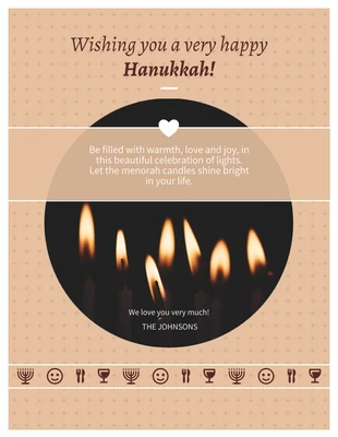 Free  Template: Carte de Hanoukka avec bougies chaudes
