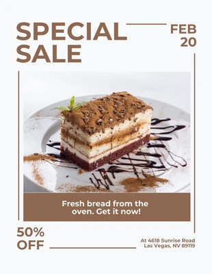 Free  Template: نشرة إعلانية بسيطة لبيع الخبز باللون الرمادي الفاتح والبني