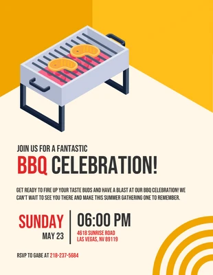 Free  Template: Giallo Moderno Illustrazione allegra Celebrazione barbecue invito