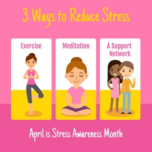 Free  Template: Pink Stress Awareness Month Instagram Post