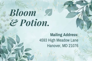 premium  Template: Teal Watercolor Floral Address Label