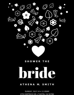 Black Monochrome Bridal Shower Invitation