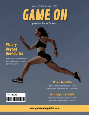 premium  Template: Semplice copertina di una rivista sportiva gialla e bianca