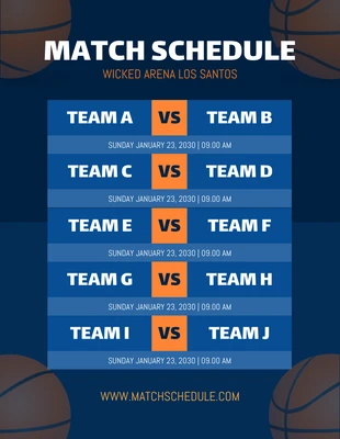 Free  Template: Navy Simple Match Schedule Template