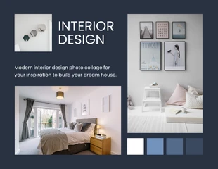 Free  Template: design de interiores simples azul e branco