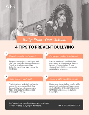 Free  Template: Light Orange Stop Bullying Poster
