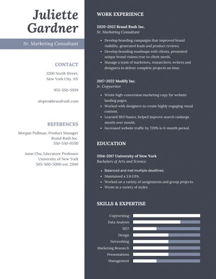 premium  Template: Gray Marketing Consultant Simple Resume