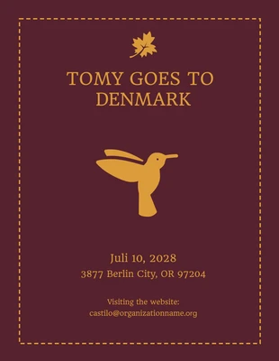 Free  Template: Maroon Gold Passport Invite To Denmark poster Template