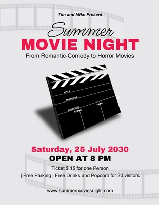 Free  Template: Summer Movie Night Flyer Template