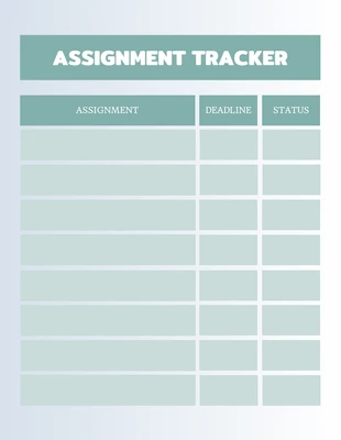 Free  Template: White And Pastel Green Minimalist Assignment Tracker Student Schedule Template
