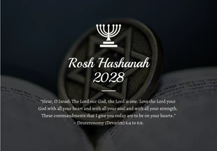 Free  Template: Schwarze einfache Happy Rosh Hashanah-Karte