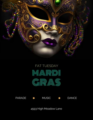Free  Template: Black Mardi Gras Carnival Invitation Poster Template