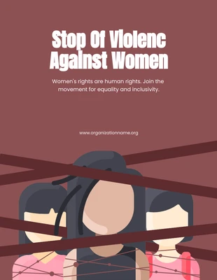 Free  Template: Kastanienbraunes und weißes einfaches Poster für die Rechte der Frauen