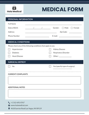 Free  Template: Soft Blue and White Minimalist Medical Form