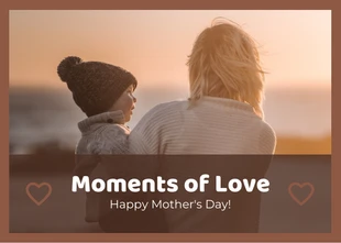 Free  Template: Brown Simple Happy Mother's Day Postcard