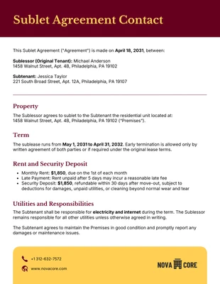 Free interactive Template: Plantilla de contrato de subarriendo