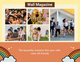 Free  Template: colagem de fotos do momento da revista de parede amarela e laranja