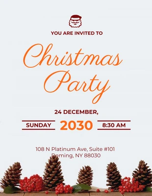 Free  Template: Light Grey and Organge Christmas Party Flyer
