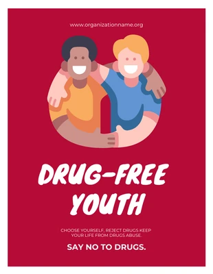 Free  Template: Affiche De Sensibilisation Aux Drogues Illustration Simple Blanche Et Rouge