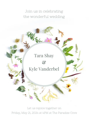 Free  Template: Flowers Plants Wedding Invitation